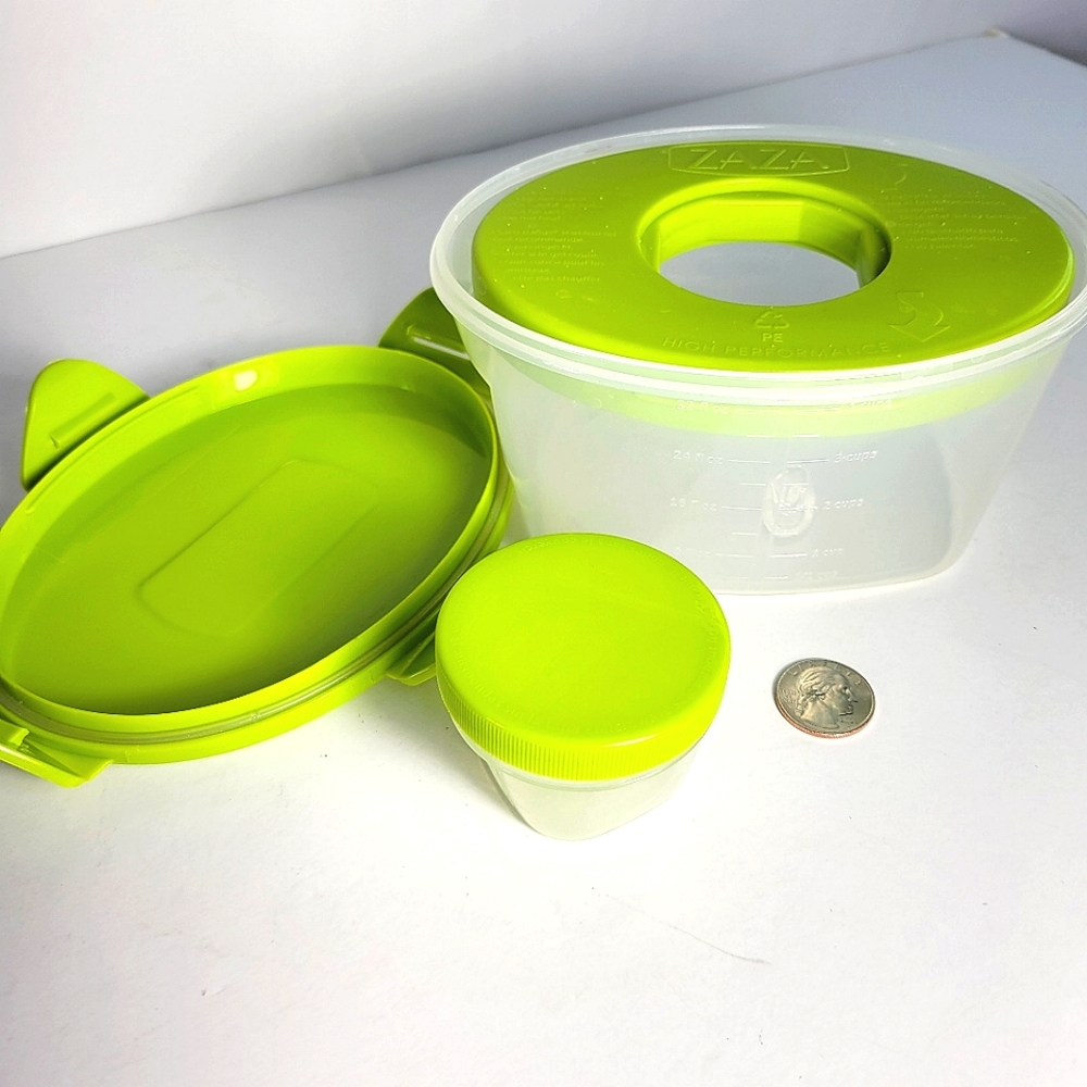 Zaza green lidded salad to go storage New